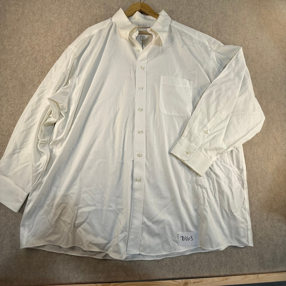 Roundtree & Yorke Gold Label White Non-Iron Dress‎ Shirt Mens 19 34 Big Pinpoint